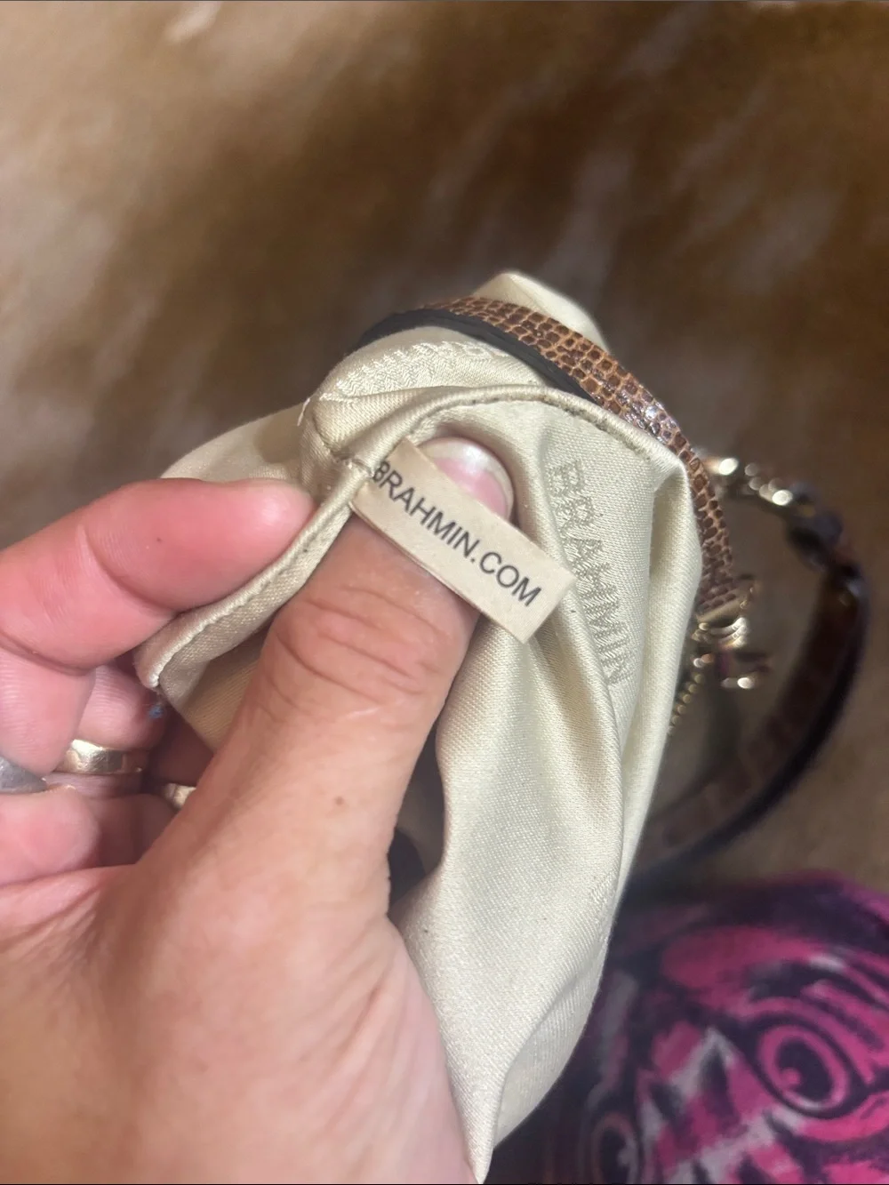 Brahmin lizard leather 2way duxbury bag